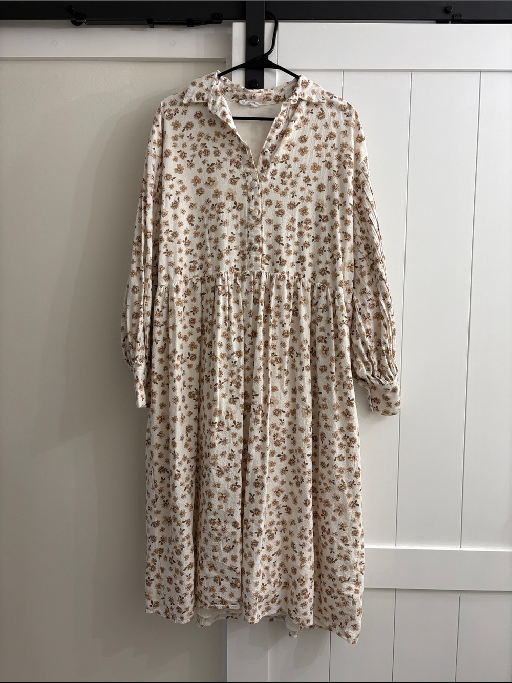 Girl and the Sun Cream Floral Button-Front Midi Dress